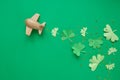 St. Patrick`s day, Plane luck Shamrock on a green background Royalty Free Stock Photo