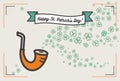 St Patrick`s day poster. Flat vector green orange poster Happy Saint Patricks day parade. Illustration clover hipster Royalty Free Stock Photo