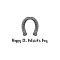 St. Patrick s Day. Retro style emblem of horseshoe. Vector. Royalty Free Stock Photo