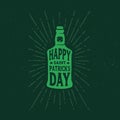 St. Patrick`s Day. Retro style emblems bottle of beer. Typography.