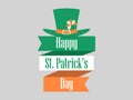 St.Patrick `s Day. Ribbon with text and leprechaun hat. Festive banner. Vector