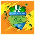 St. Patrick`s Day sale banner. designs for posters, backgrounds, cards, banners, stickers, etc