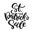 St. Patrick`s Day Sale lettering. Vector holiday ink black discount poster. Royalty Free Stock Photo