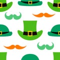 St. Patrick\'s day seamless with leprechaun hat and mustache