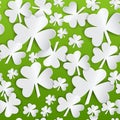 St. Patrick`s Day Seamless Pattern Background With White Shamrock Leaves On Green Royalty Free Stock Photo