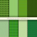 St. Patrick`s Day Seamless Pattern Set Of Green Background With Shamrock Or Clover Leaves Royalty Free Stock Photo