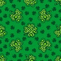 St. Patrick's Day seamless pattern, Shamrock and leopard print. Shamrock seamless pattern, Green clover repeating Royalty Free Stock Photo