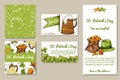 St. Patrick's Day set of cards with hand drawn elements. Vector illustration with sketch objects for your design