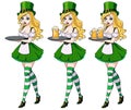 St Patrick s day sexy girls holding beer set. Royalty Free Stock Photo