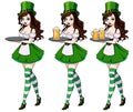 St Patrick s day sexy girls holding beer set.
