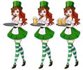 St Patrick s day sexy girls holding beer set. Royalty Free Stock Photo