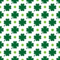 St. Patrick s day shamrock seamless pattern. Saint Patricks backdrop. Green white clover leaves background. Vector template for Royalty Free Stock Photo
