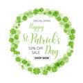 St. Patrick`s Day special offer sale text badge