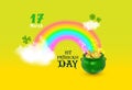 St. Patrick s Day symbol green pot. Template for text with fern leaves for St. Patrick`s Day. Holiday. Place for text. Poster.