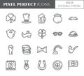 St. Patrick`s Day theme pixel perfect thin line icons. Set of elements of , shamrock, leprechaun hat, gold and other Royalty Free Stock Photo