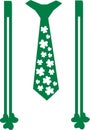 St. Patrick`s Day tie with suspenders and shamrocks