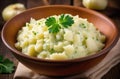 traditional Irish dish, national Irish cuisine, Colcannon, mashed potatoes with cabbage, garnished with parsle Royalty Free Stock Photo