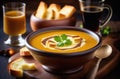 traditional Irish pastries, national Irish cuisine, Onion soup with Irish porter and cheese croutons, cream Royalty Free Stock Photo