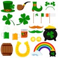 St. Patrick s day vector graphic design icons set isolated on white background. Royalty Free Stock Photo