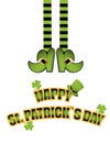 St. Patrick`s Day Vector illustrationLeprechaun legs of leprechaun in stockings and shoes. Happy St. Patrick Day greeting card. Ba