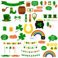 St. Patrick`s day vector icons set isolated on white background. Royalty Free Stock Photo