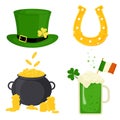 St. Patrick`s Day vector icons set isolated on a white background. Royalty Free Stock Photo