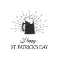 St. Patrick s Day. Vector illustration with glass of beer.