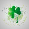 St. Patrick s day vector illustration. grunge Four leaf clover isolated on a background of paint stains