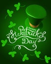 St. Patrick `s Day Vector illustration, holiday 3d hat with fea