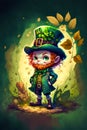 St. Patrick's day watercolor clipart, portrait of leprechaun, lucky cunning man