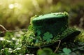st patrick's daygreen hat with clovers Royalty Free Stock Photo