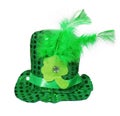 St. Patrick's Hat with feathers and clover leaf isolated Royalty Free Stock Photo