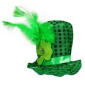 St. Patrick's Hat with feathers and clover leaf isolated Royalty Free Stock Photo