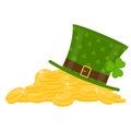 St Patrick`s hat on gold pile Royalty Free Stock Photo