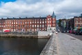 Ireland. Cork. View from the St Patrick's Bridge. Georgian architectural style buildings on the north bank of the River Lee Royalty Free Stock Photo