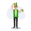 St Patrick's Day Celebration with Green Beer. Smiling Man Celebrating with Green Beer Royalty Free Stock Photo