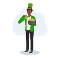 St Patrick's Day Celebration with Green Beer. Smiling Man Celebrating with Green Beer Royalty Free Stock Photo