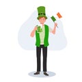 St Patrick's Day Celebration with Green Beer. Smiling Man Celebrating with Green Beer Royalty Free Stock Photo