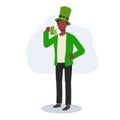 St Patrick's Day Celebration with Green Beer. Smiling Man Celebrating with Green Beer Royalty Free Stock Photo