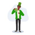 St Patrick's Day Celebration with Green Beer. Smiling Man Celebrating with Green Beer Royalty Free Stock Photo