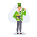 St Patrick's Day Celebration with Green Beer. Smiling Man Celebrating with Green Beer Royalty Free Stock Photo