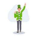 St Patrick's Day Celebration with Green Beer. Smiling Man Celebrating with Green Beer Royalty Free Stock Photo