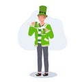 St Patrick's Day Celebration with Green Beer. Smiling Man Celebrating with Green Beer Royalty Free Stock Photo