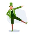 St Patrick's Day Celebration. happy man in Leprechaun Costume dancing Royalty Free Stock Photo