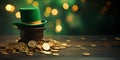 St Patrick's day concept - black pot with golden coins Royalty Free Stock Photo