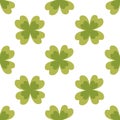 St. patrick's day seamless pattern, clover and gold coins. vector illustration Royalty Free Stock Photo