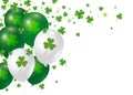 St Patricks day background design of clover leaves and balloon