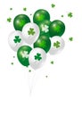 St Patricks day background design of clover leaves and balloon