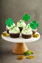 St Patricks day chocolate mint cupcakes Royalty Free Stock Photo