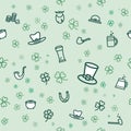 St Patricks day clover background. Flat vector green light poster Happy Saint Patricks day. Illustration clover shamrock Royalty Free Stock Photo